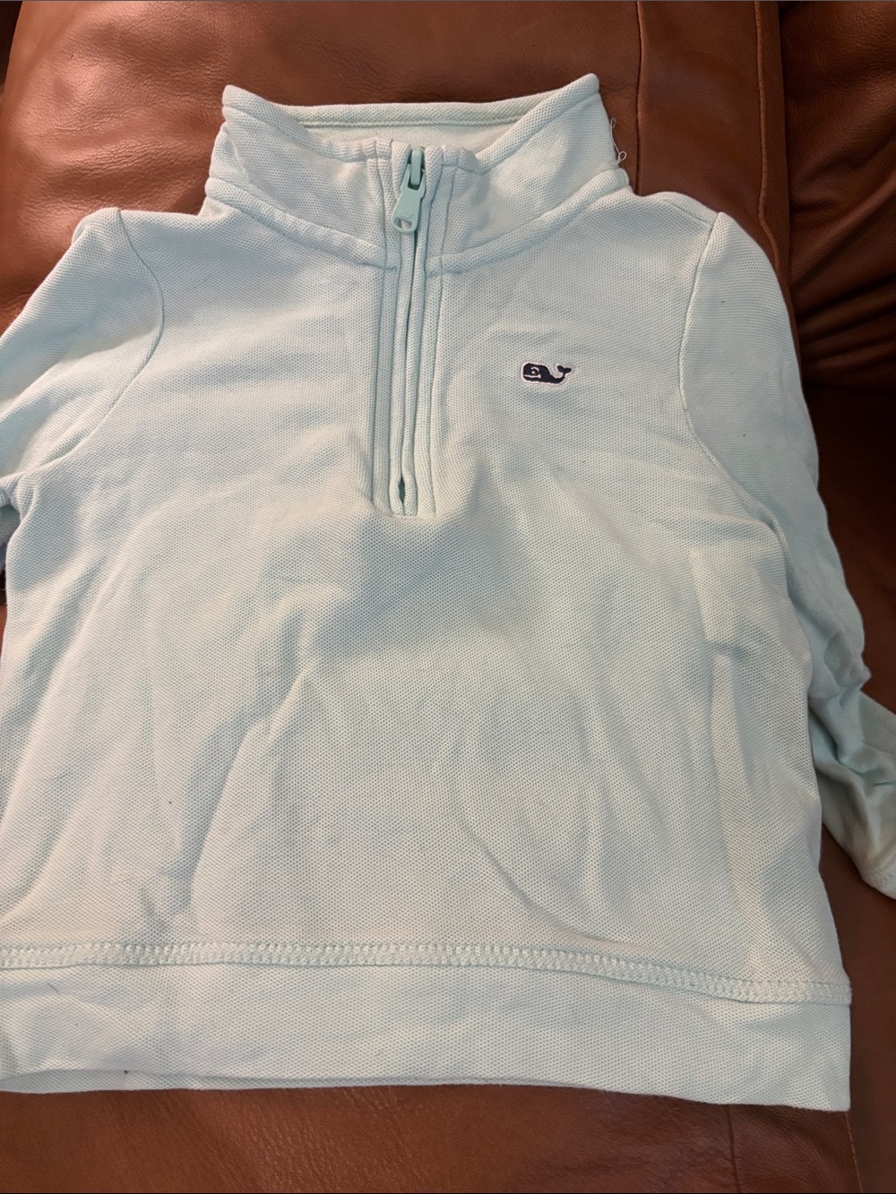 Vineyard Vines Pale Blue Quarter-Zip Pullover with Whale Logo